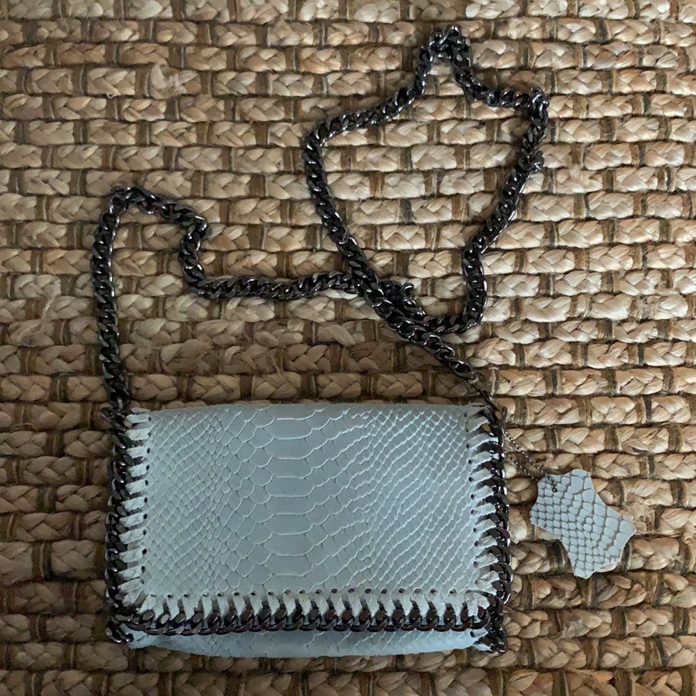Unbranded Leather Faux Snakeskin Crossbody Purse
